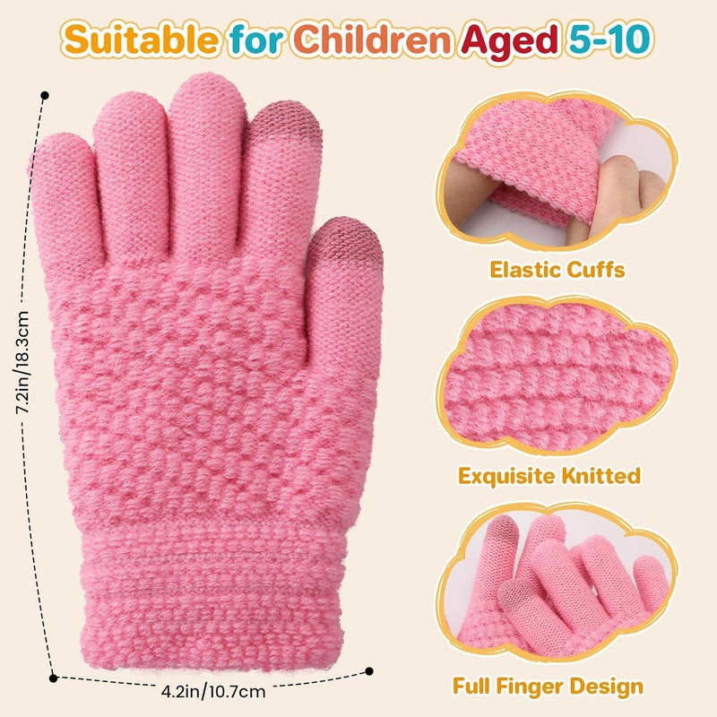 Clothclose Kids Winter Gloves for Boys Girls, Warm Winter Gloves for Kid, Knit Cable Fleece Lined Toddler Kids Glove Mitten - Image 3